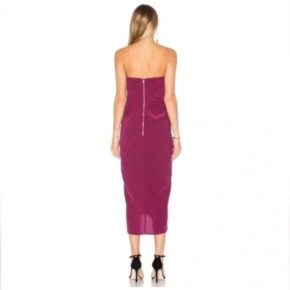 Yumi Kim Glamour Night Midi Strapless Dress in Burgundy Size Large - Picture 2 of 8
